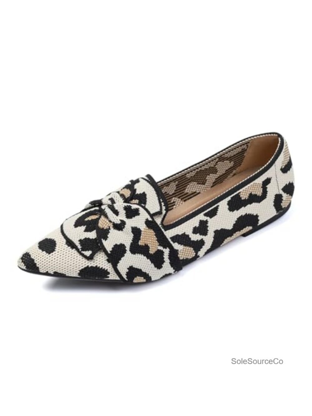 Women Pointed Toe Bow Ballet Flats Memory Foam Knit Dressy Comfort Shoes